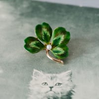 art nouveau enamel clover brooch *gold & pearl