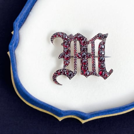bohemian garnet brooch *initial M