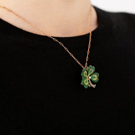 four leaf clover pendant brooch *gold & seedpearl