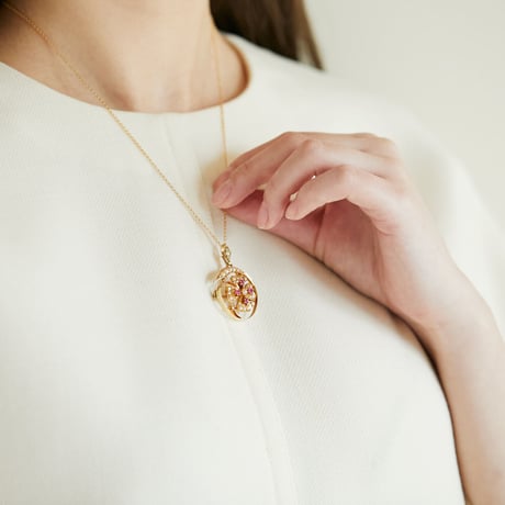 four leaf clover pendant brooch *ruby, pearl & gold