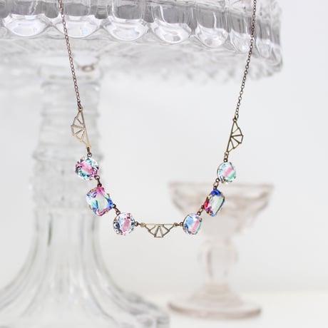 iris glass art deco necklace