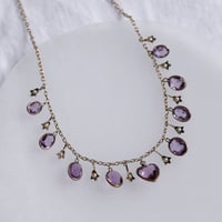 amethyst & pearl fringe necklace