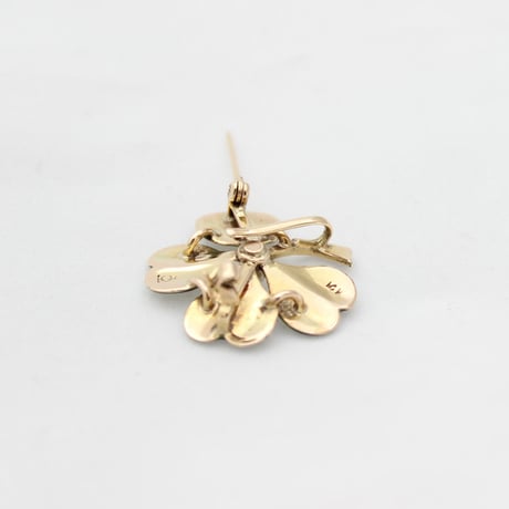 four leaf clover pendant brooch *gold & seedpearl