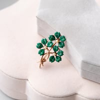 art nouveau enamel clover brooch *10ct gold & pearl