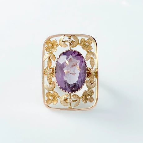flower garland ring *amethyst