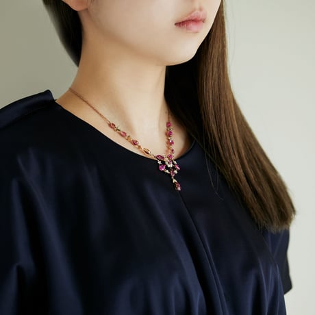 victorian pink paste necklace *gold & pearl
