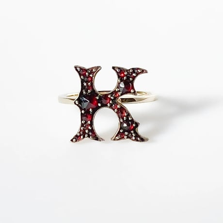 bohemian garnet ring *initial K