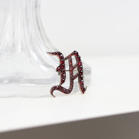 bohemian garnet brooch *initial A
