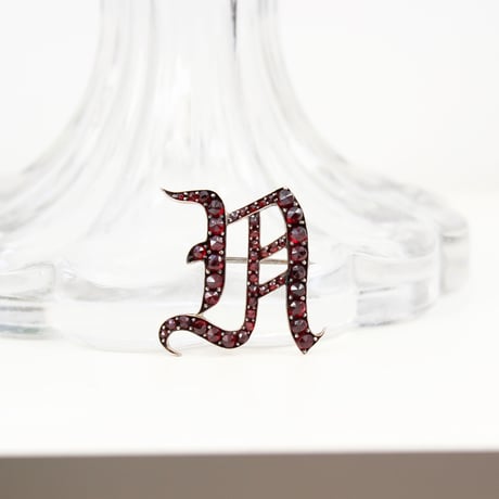 bohemian garnet brooch *initial A