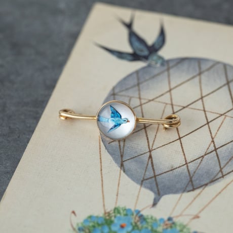 blue bird essex crystal brooch *18ct gold