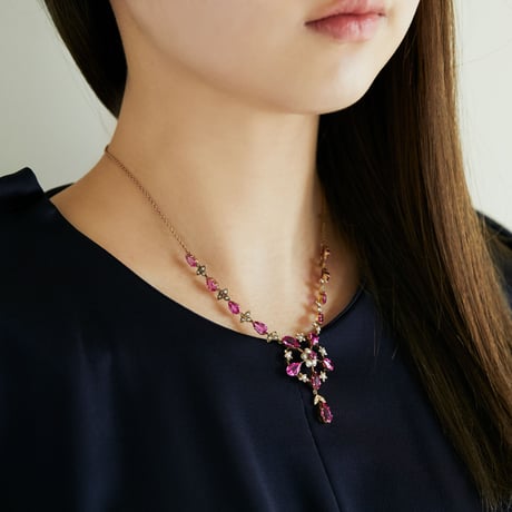 victorian pink paste necklace *gold & pearl