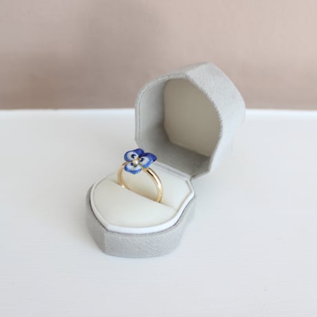 ★ enamel pansy ring_blue *14ct & 9ct gold