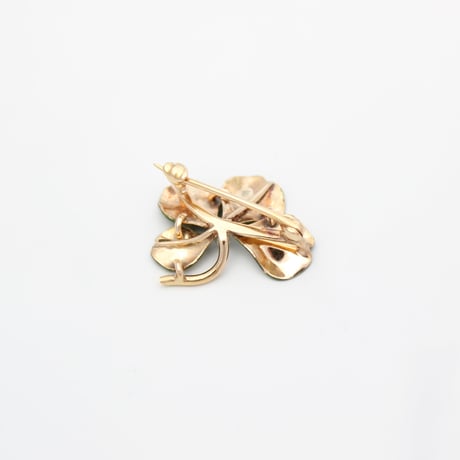 art nouveau enamel clover brooch *gold & pearl