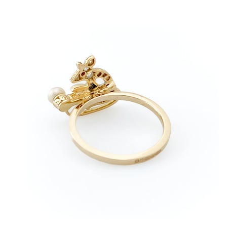 mouse ring *diamond, ruby, pearl&gold