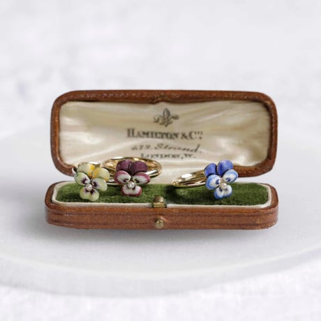 ★ enamel pansy ring_blue *14ct & 9ct gold
