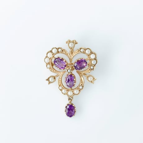 clover pendant brooch *amethyst & pearl
