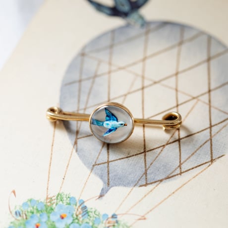 blue bird essex crystal brooch *18ct gold
