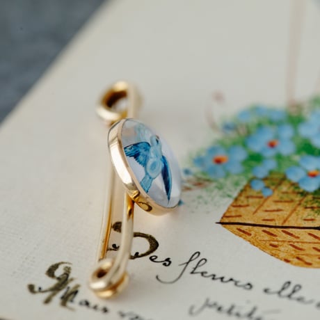 blue bird essex crystal brooch *18ct gold