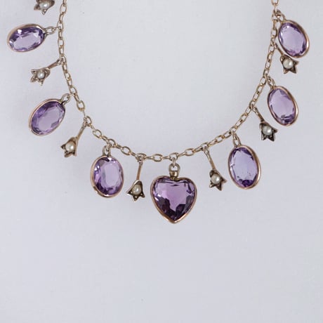 amethyst & pearl fringe necklace