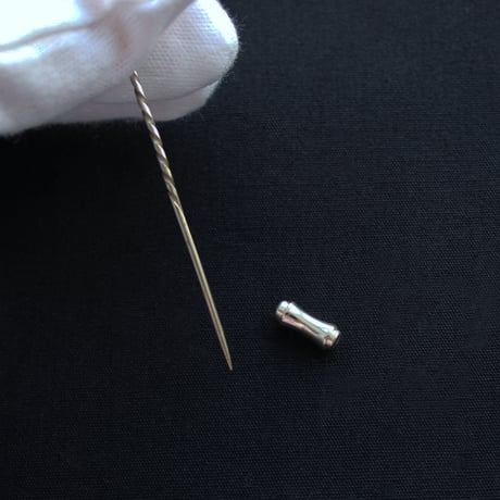 silver lily pin with rock crystal quartz