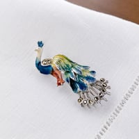 enamel and marcasite brooch *peacock