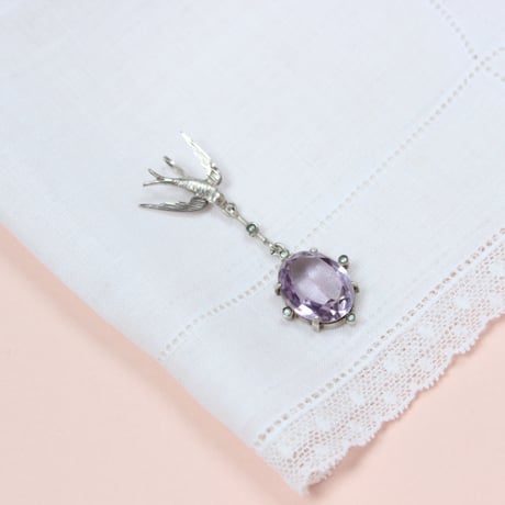 swallow and amethyst pendant charm