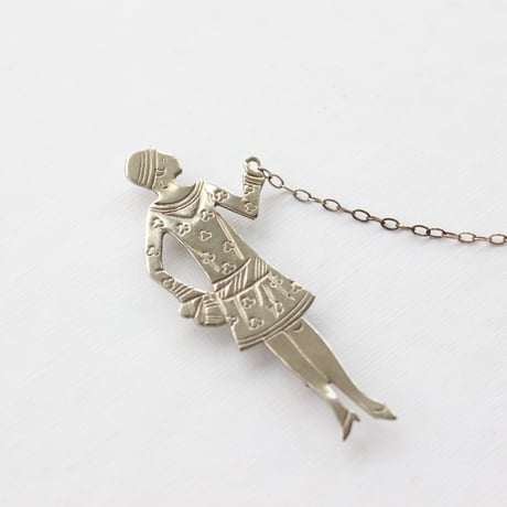 art deco brooch set * flapper lady & dog