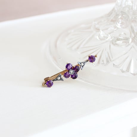 floral bar brooch *amethyst & pearl