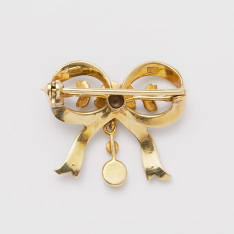 bow brooch *turquoise & pearl