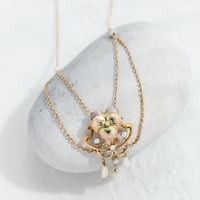 art nouveau pansy necklace *14ct gold & pearl