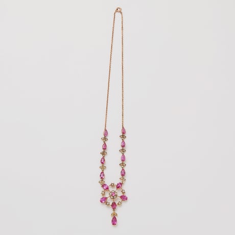 victorian pink paste necklace *gold & pearl