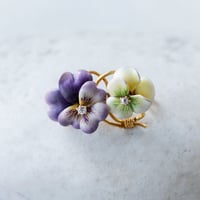 ★ double pansy enamel brooch *gold & diamond