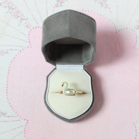 blister pearl swan ring *yellow x rose gold