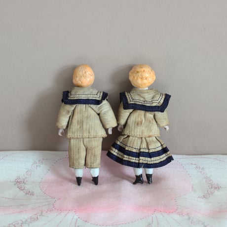 german miniature doll set *twins & two tiny dolls