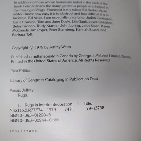 【古本】B2_289　RUGS / JEFFREY WEISS