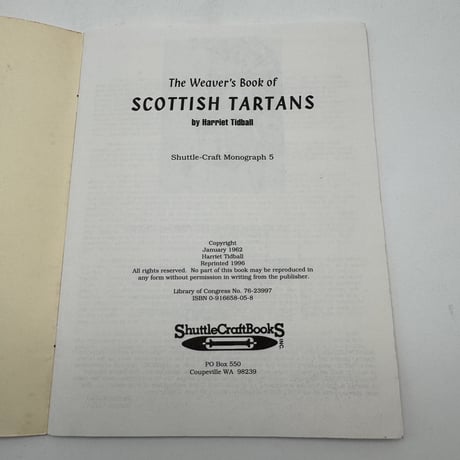 【F1_294】The Weaver's Book of SCOTTISH TARTANS /Harriet Tidball /ShuttleCraftBooks