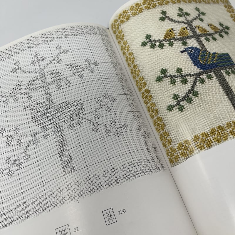 B6_065】デンマークのクロスステッチ Ⅱ花と小鳥 /デンマーク手工芸