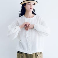 コットンスノードット·フリルブラウス／ホワイト