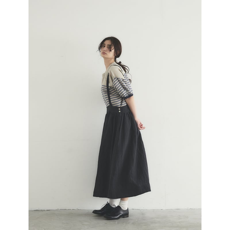サスペンダー付き リネンサスペンダースカート ベルギーリネン・サスペンダースカート/ブラック | select shop