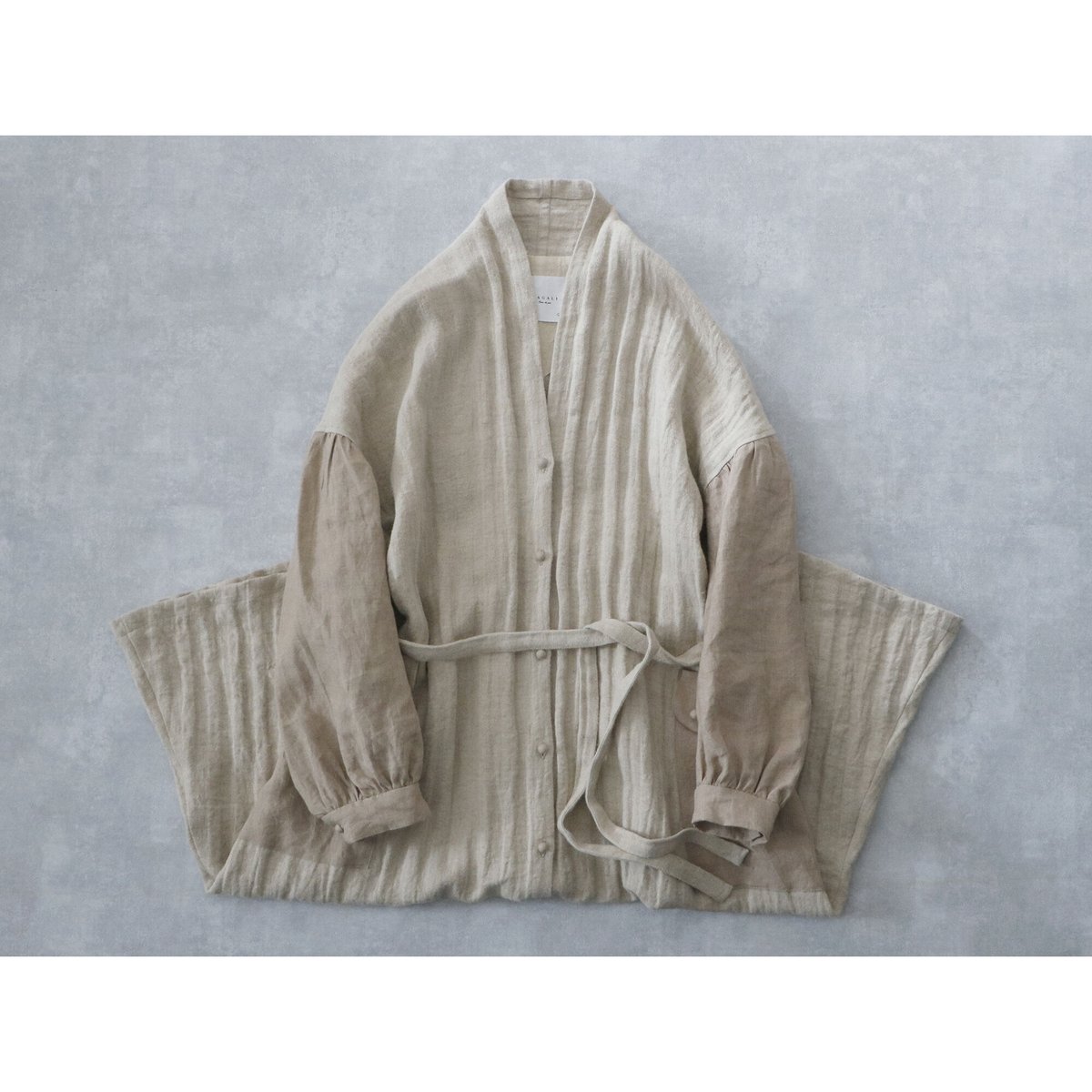 ヘリンボーンリネン・ローブコート/ベージュ | select shop Calli ヘリンボーンリネン・ローブコート/ベージュ | select shop Calli