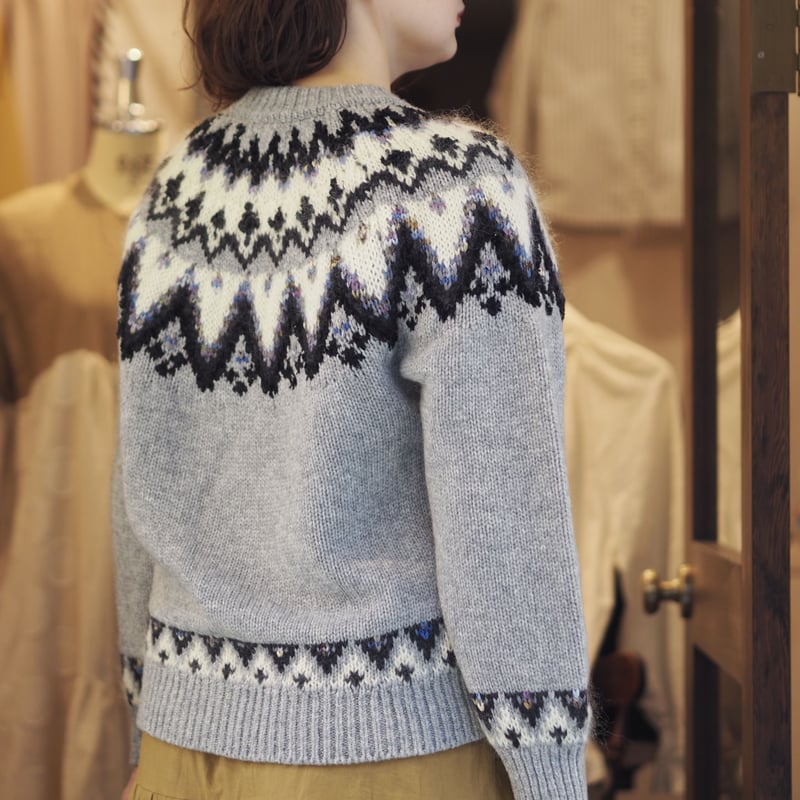 COOHEM MOHAIR NORDIC SWEATER GREY M