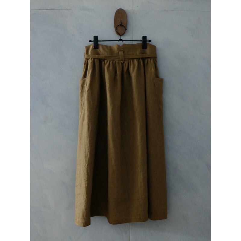 ベルガモリネン·ラップ風ギャザースカート/カーキ | select ベルガモリネン·ラップ風ギャザースカート/カーキ | select