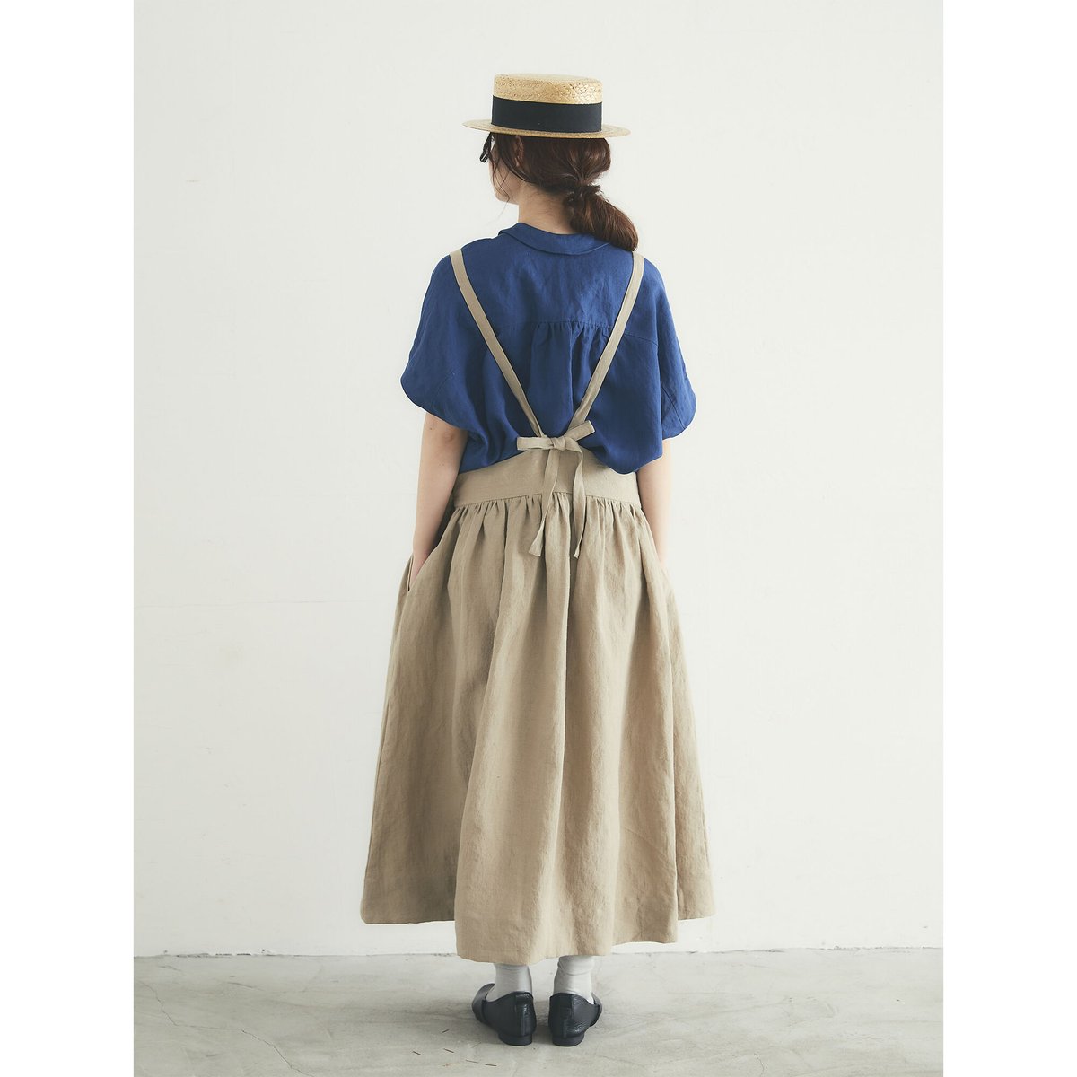 ベルギーリネン・サスペンダースカート／モカベージュ | select shop Calli