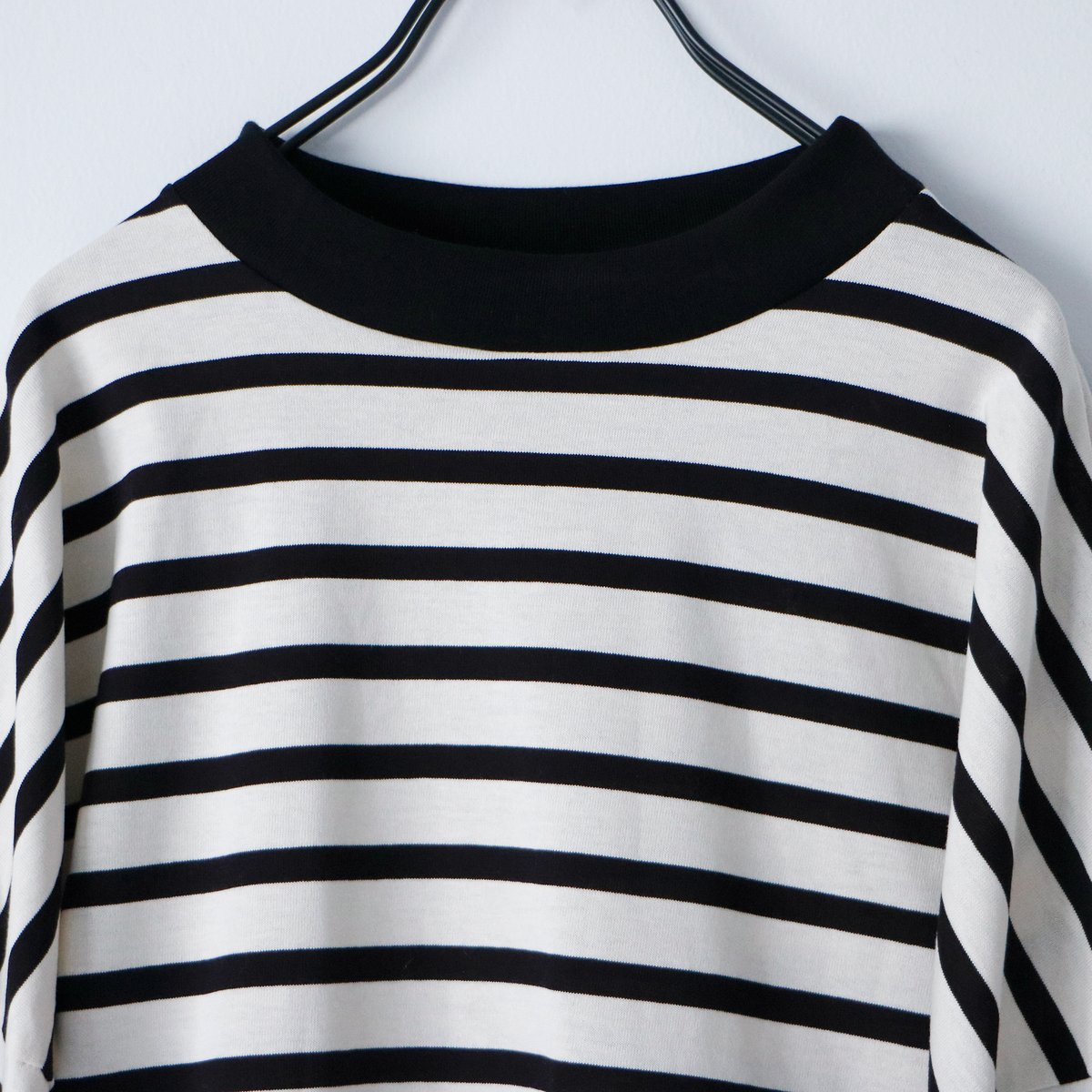 ハイゲージコットン・バスクボーダーカットソー ／アイボリー×ブラック