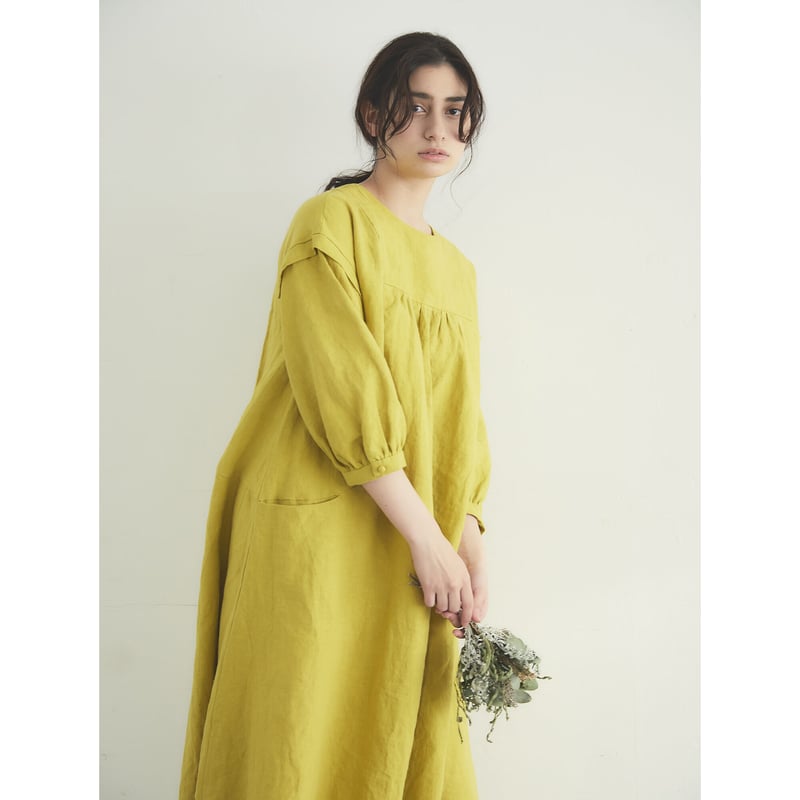フレンチリネン・スクエアヨーク・ワンピース／ミモザ | select shop Calli