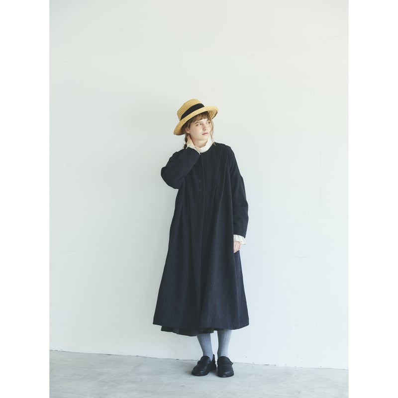 MAGALI マガリ　メランジウールノーカラータックコート メランジウール・ノーカラー・タックコート／チャコール | select shop