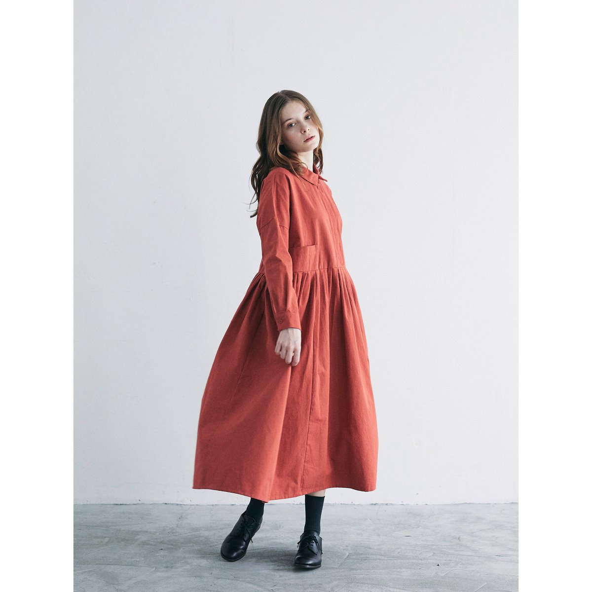 天日干しコットン・タックワンピース/レッド | select shop Calli 天日干しコットン・タックワンピース/レッド | select shop Calli