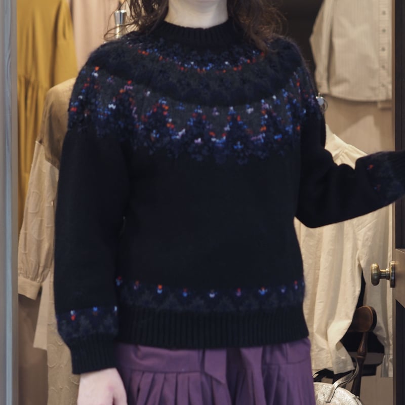 トップス 19AW COOHEM MOHAIR NORDIC SWEATER BLACK COOHEM MOHAIR NORDIC KNIT SWEATER