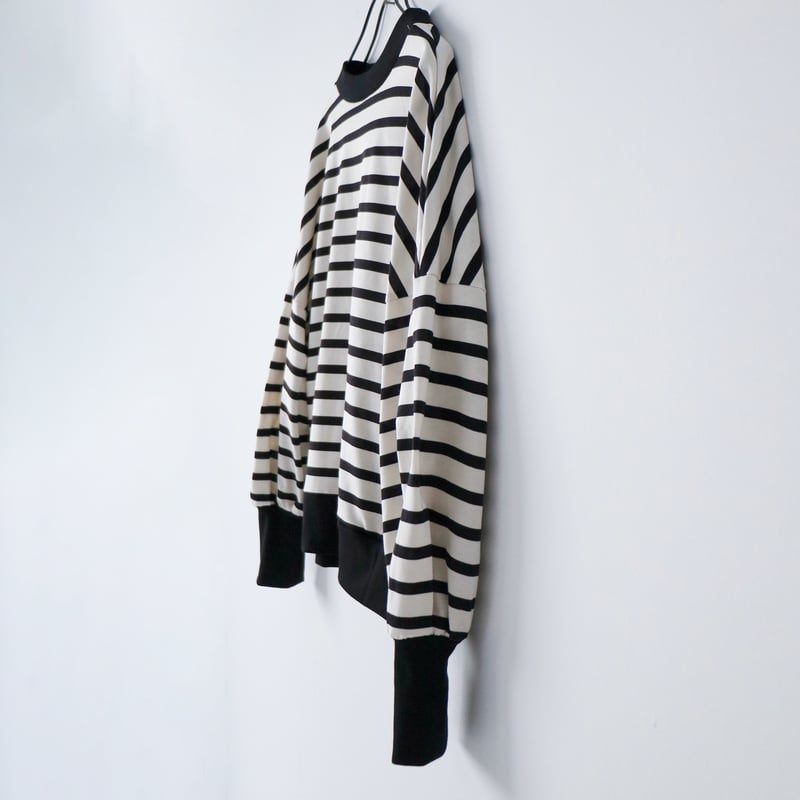 ハイゲージコットン・バスクボーダーカットソー ／アイボリー×ブラック