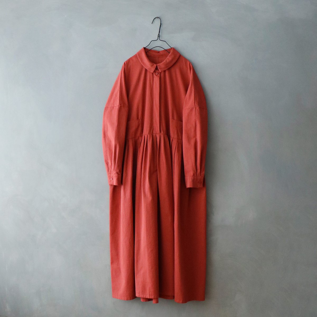 天日干しコットン・タックワンピース/レッド | select shop Calli 天日干しコットン・タックワンピース/レッド | select shop Calli